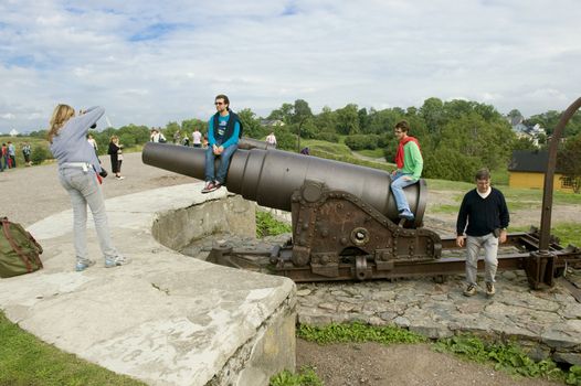 Tourists in a fortress of Sveaborg, Finland. Taken on July 2011.