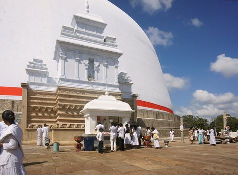 Foot of stupa Ruvanvelisaya.  Anuradhapura city. Sri Lanka