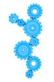 An image of a blue gears background