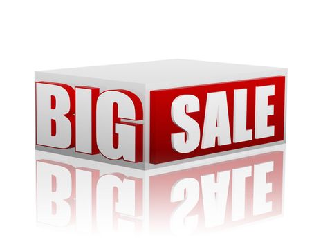 big sale - 3d red white box with text, business concept