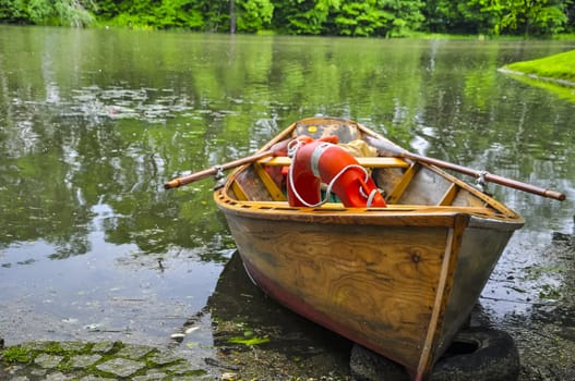 Small boat on a lake in poland