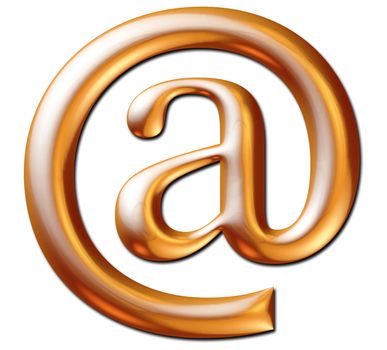 3d golden email symbol isolated in white