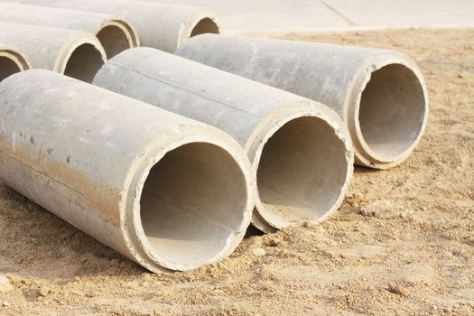 Concrete Drainage Pipe on a Construction Site