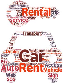 Car rental pictogram tag cloud illustration