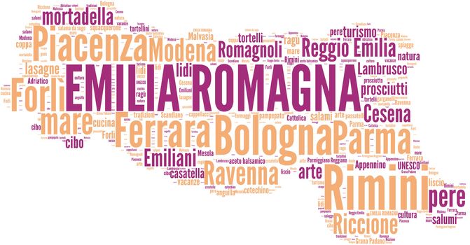 Italy regions word cloud illustration - part of a set