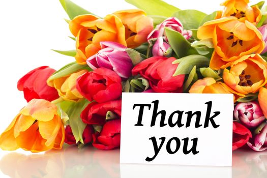 Bunch of tulips with card: Thank you