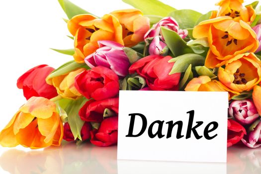 Bunch of tulips with card: Thank you