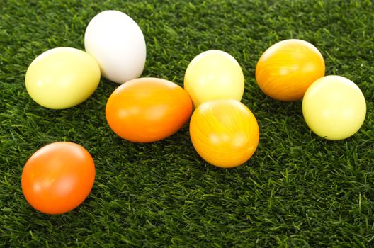 Easter eggs in grass