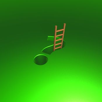 question mark hole and ladder - 3d illustration