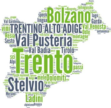 Italy regions word cloud illustration - part of a set