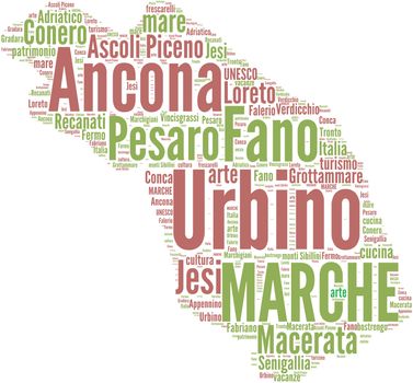 Italy regions word cloud illustration - part of a set