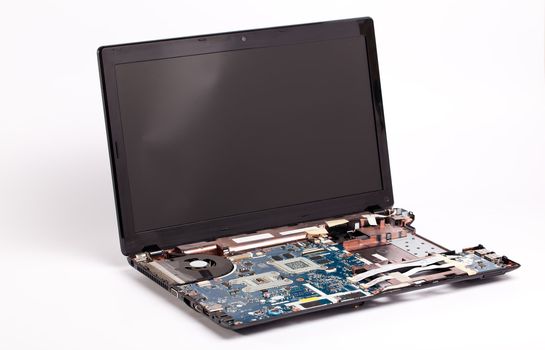 Laptop inside view without cover on white background