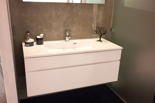 Beautiful Large Modern Trendy Design Black and White Bathroom in Luxury Home