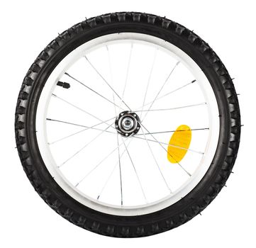 Front view of bike wheel isolated over white background