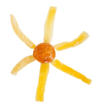 Sun made from dried papaya and mandarin