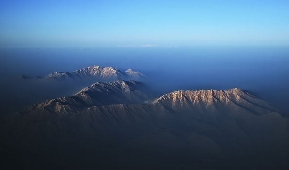 Aerial view of a wonderful blue mountains in Iran