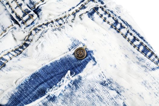 Jeans pocket with metal rivet close view