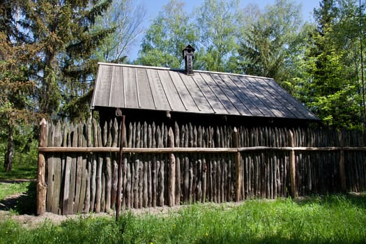 Ukrainiand traditional cottage and fence