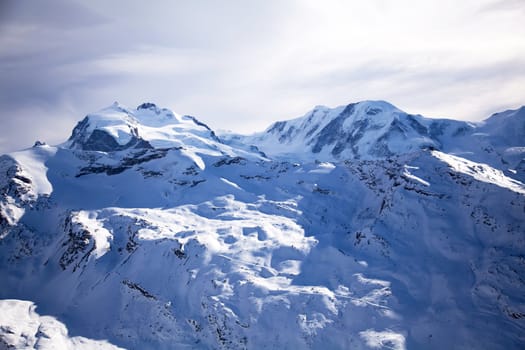 Beautiful winter snow landscape in Zermatt Switzerland