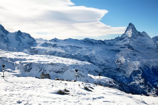 Beautiful Matterhorn top in Zermatt Switzerland