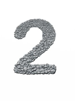 alphabet, number 2 with stone background
