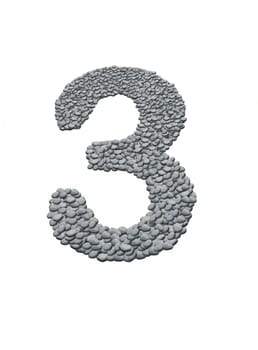 alphabet, number 3 with stone background