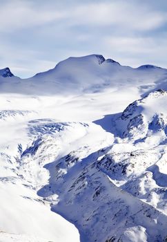 Winter snow landscape in blue and purple colors