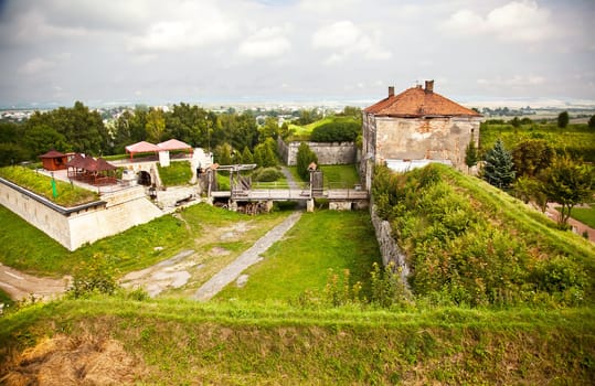 Ancient fortification and stormy sky