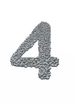 alphabet, number 4 with stone background