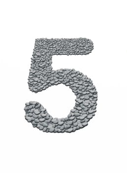alphabet, number 5 with stone background