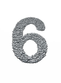 alphabet, number 6 with stone background