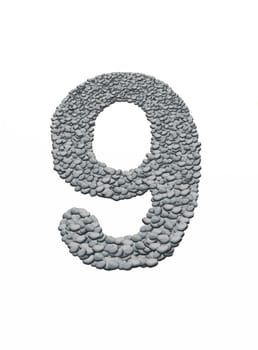alphabet, number 9 with stone background