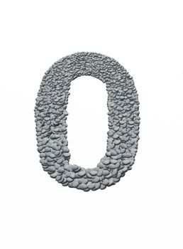 alphabet, number 0 with stone background
