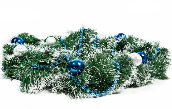 New Year decoration wreath with ball and beads