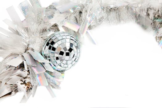 White and silver Christmas tinsel background