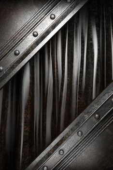 Metal on black silk curtain