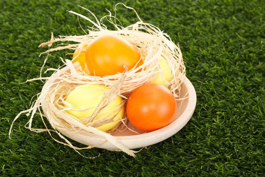 Easter eggs in grass