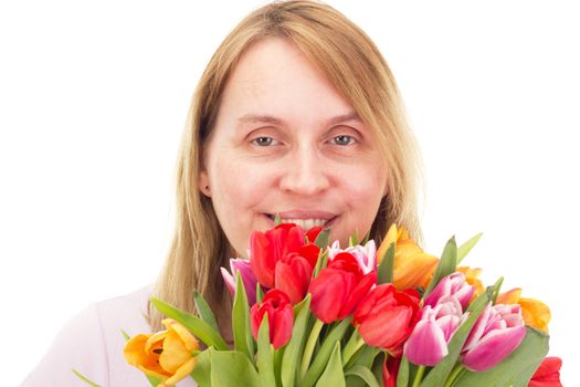 Woman with tulips
