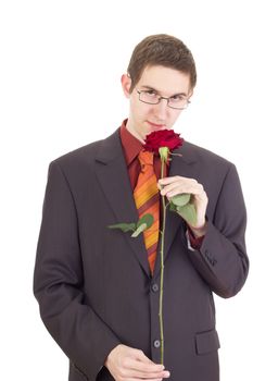 Young man with a rose