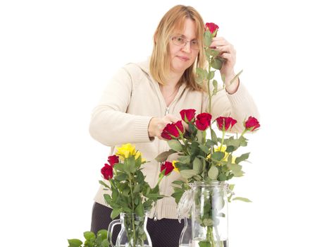 Florist with beautiful roses