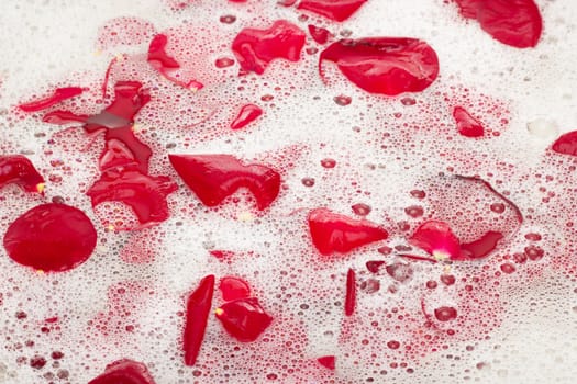 Bath water with rose petals