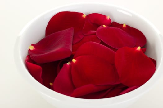 Rose petals in a bowl