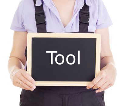 Craftsperson with blackboard: tool