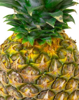 Part Ripe Pineapple Fruit,  closeup on white background