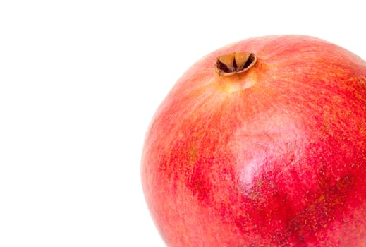 Pomegranate Fruit with Copyspace, closeup on white