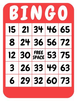 Illustration of a red isolated bingo card