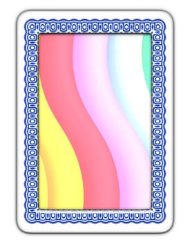 Illustration of a blue frame with colourful insert