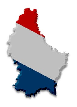 Isolated illustration of the country Luxembourg with the flag as the texture