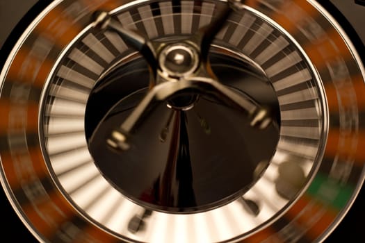 Spinning Roulette wheel with ball