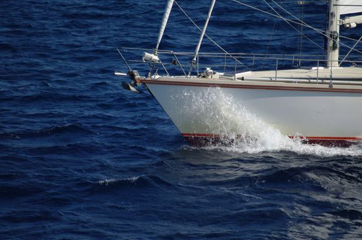 Small sailing yacht bow in Hvar, Croatia